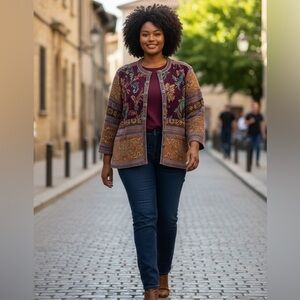 Tapestry Multicolor Ornate Artsy Vtg Jacket in size 16